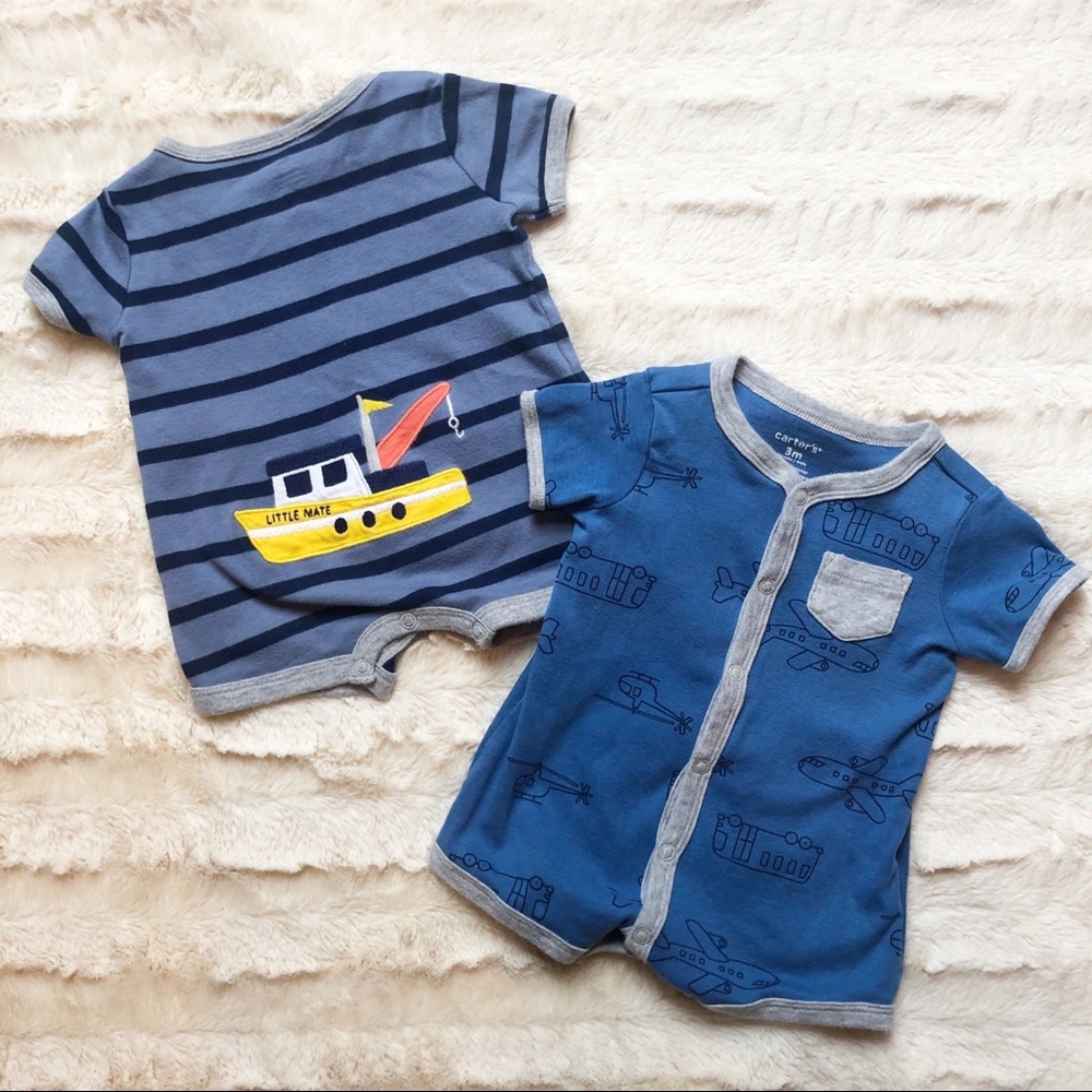 Set of 2 Carter’s Baby Boy Rompers, Size 3M